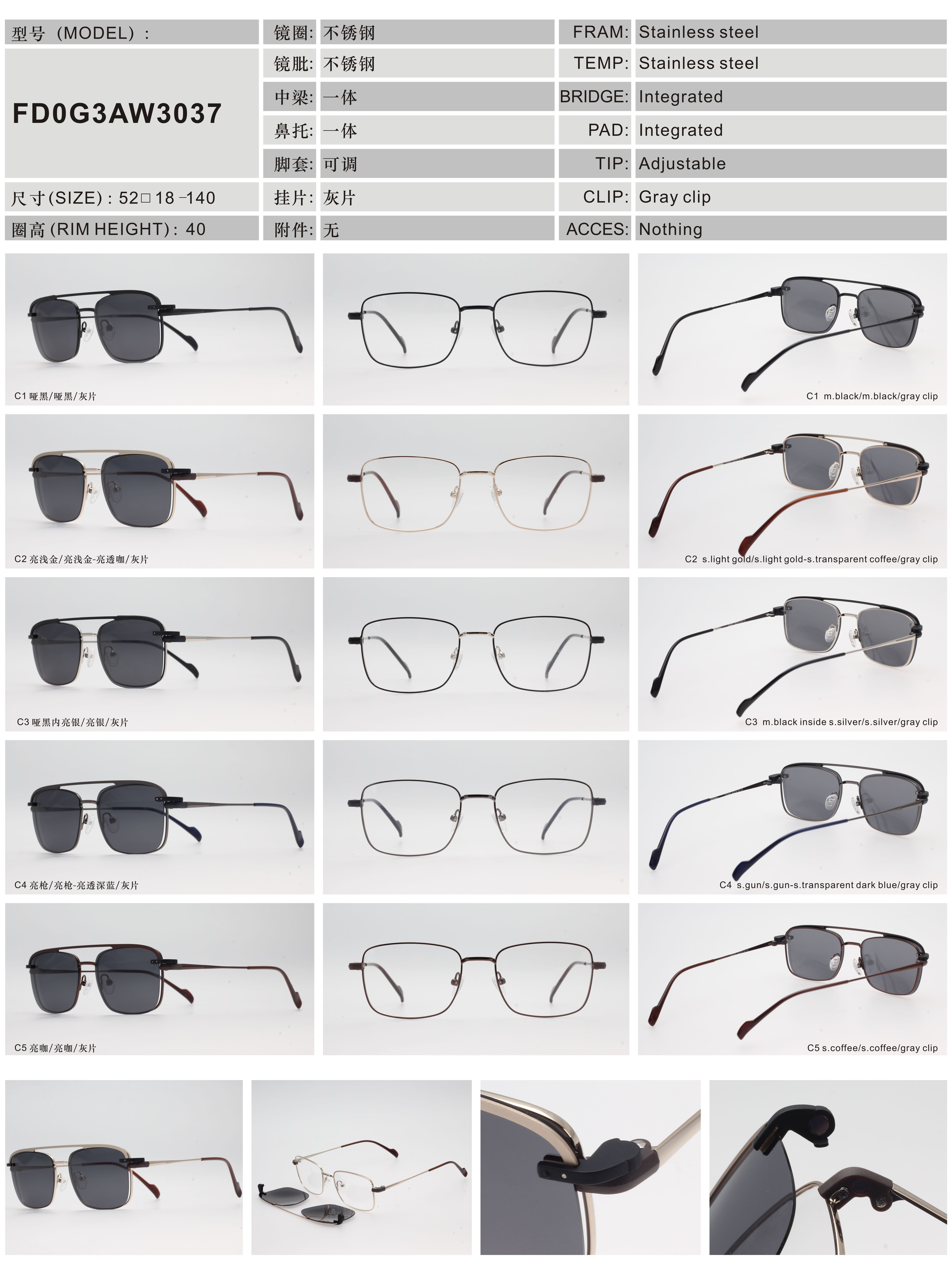 3037 clip on glasses